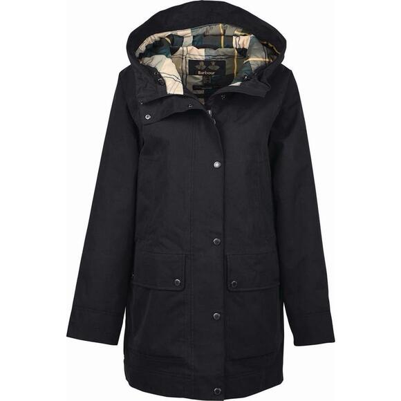 New Barbour Women’s Winter Beadnell Waterproof Jacket In Black/Ancient Sz 8 $385